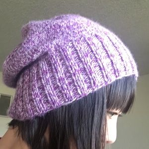 Hand Knitted Cashmere Lavender Pink Beanie